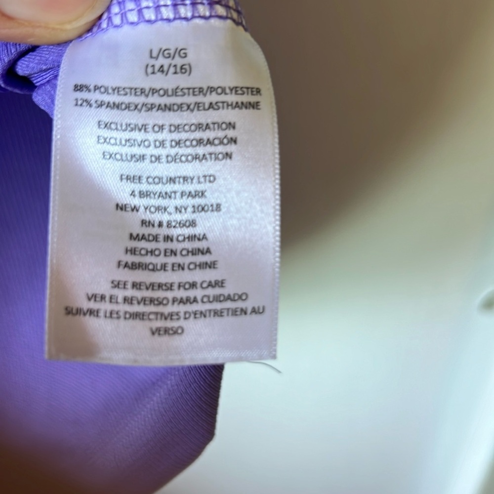 Free Country Hooded Purple Swim Suit Cover-Up - Girls 14 / 16 - Picture 10 of 10